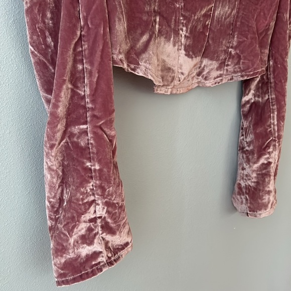 Free People • NWOT Mauve Bridgette Velvet Puff Sleeve Corset Style Top Size Med - Picture 8 of 17